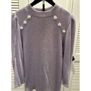 Olivia Blu Lavender Ribbed Mock‎ Neck Puff Sleeve Sweater Top M